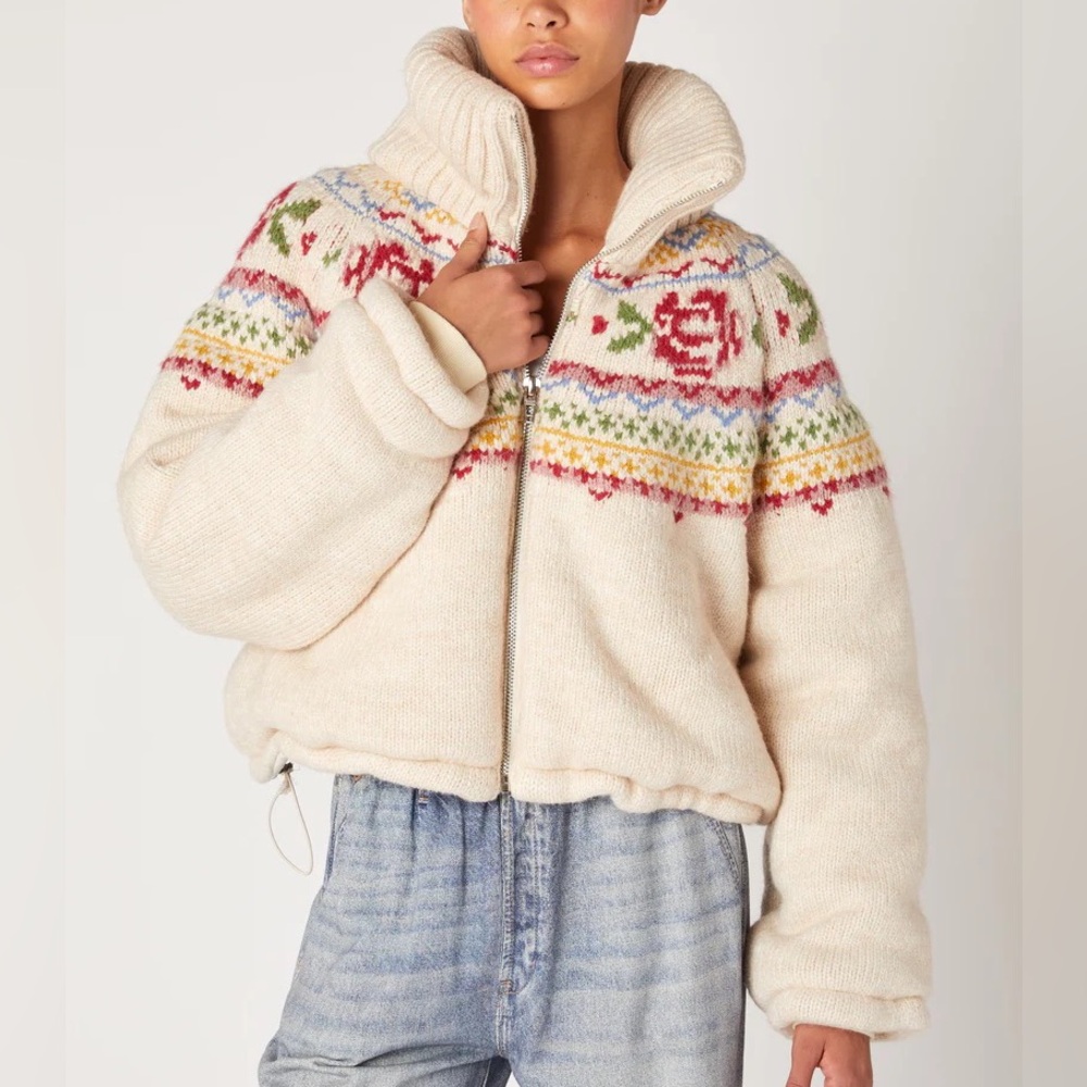 BLANK NYC Aspen Floral Drawstring Jacket. Brand New. Size XS. Oversized. Knit.